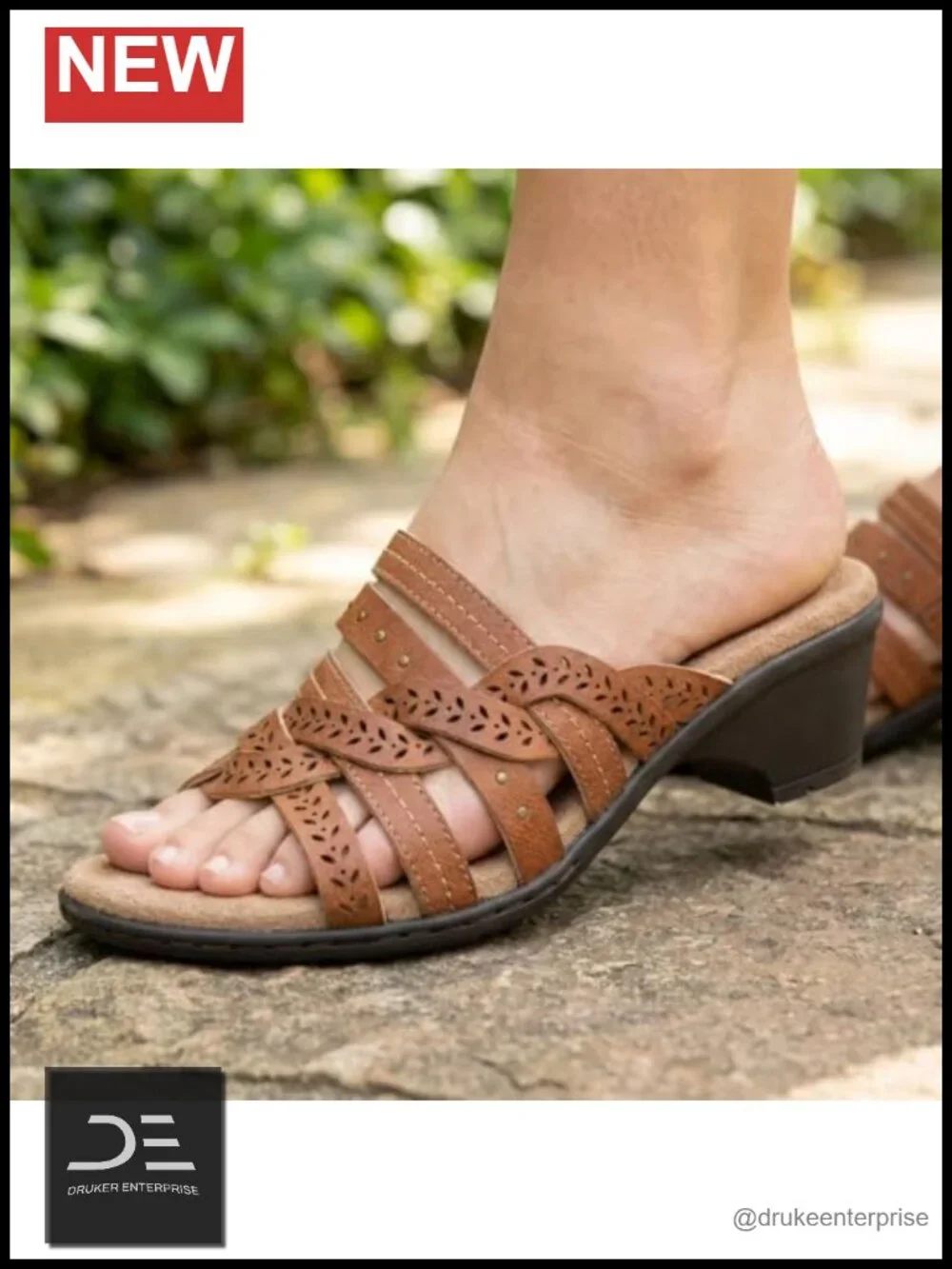 JBU Juna Casual Wedge Sandals Faux Leather Memory Foam Slip On
